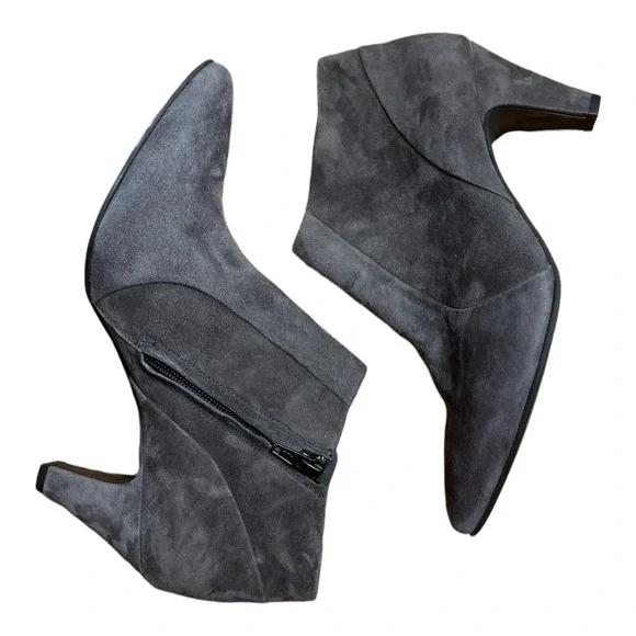 Paul Green Gray Heeled Ankle Boots Suede Side zipper UK Size 6.5 (US 9) - Picture 2 of 6